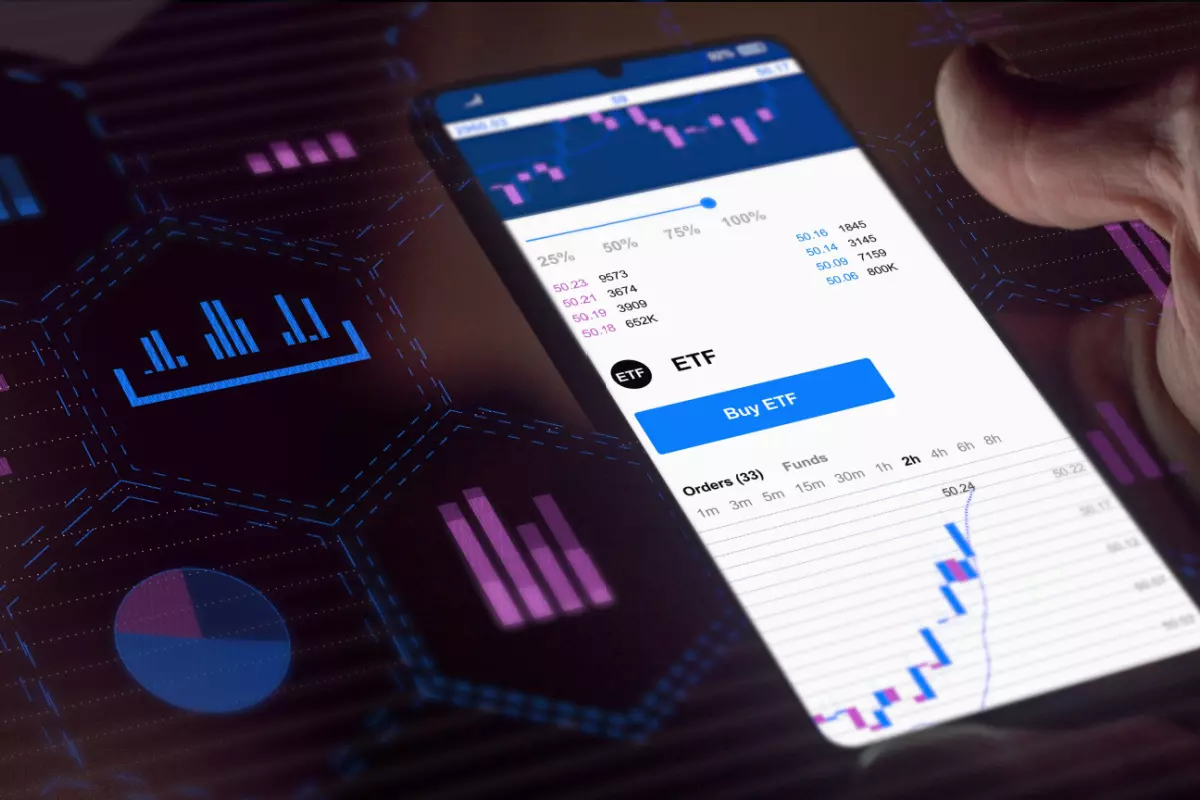 Close up on ETF platform on cellphone