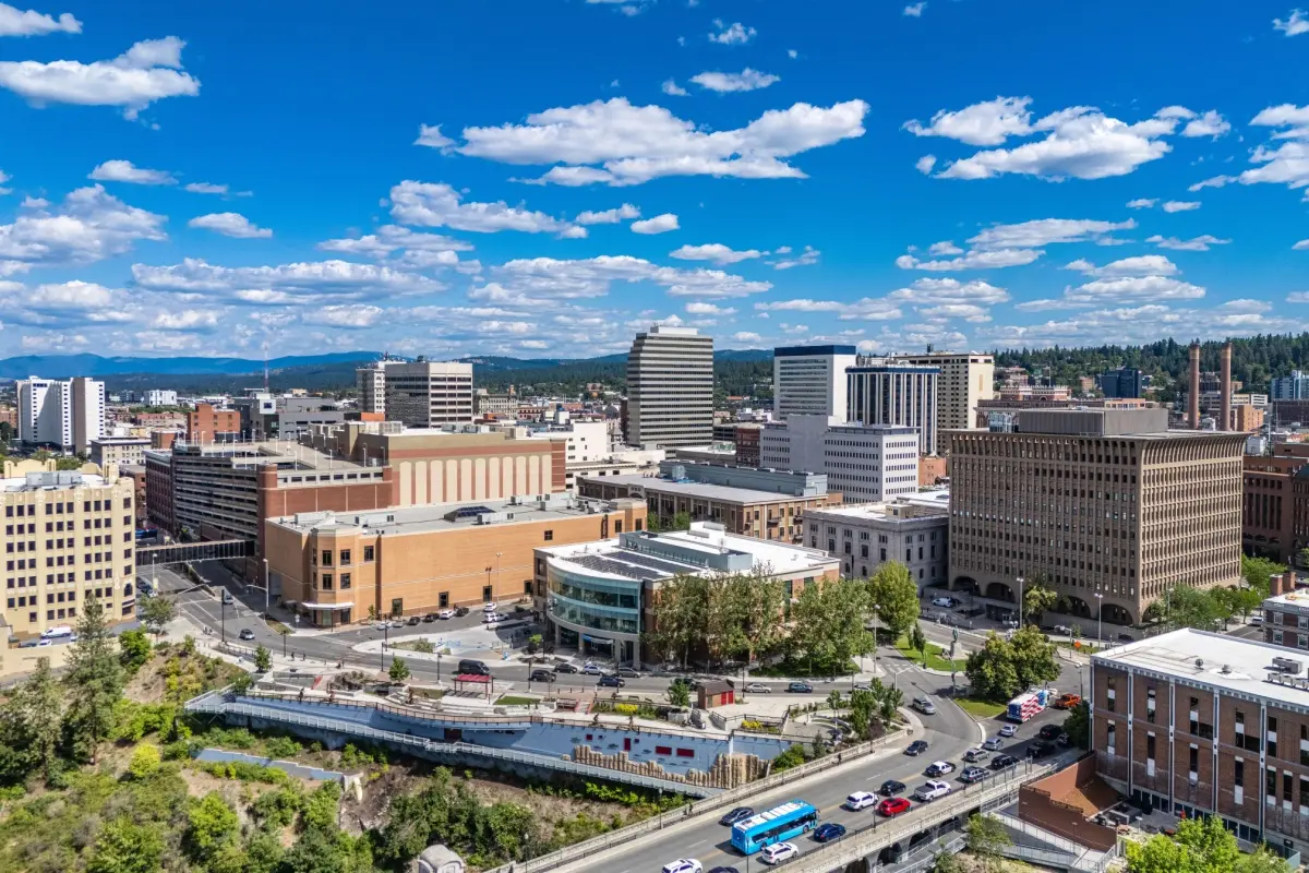 Aerial view of Spokane, Washington